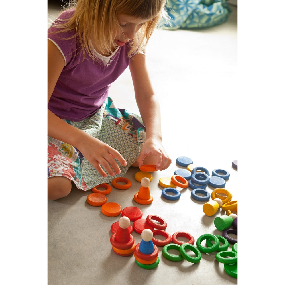 Grapat Houten Nins Poppetjes Met Ringen En Schijfjes