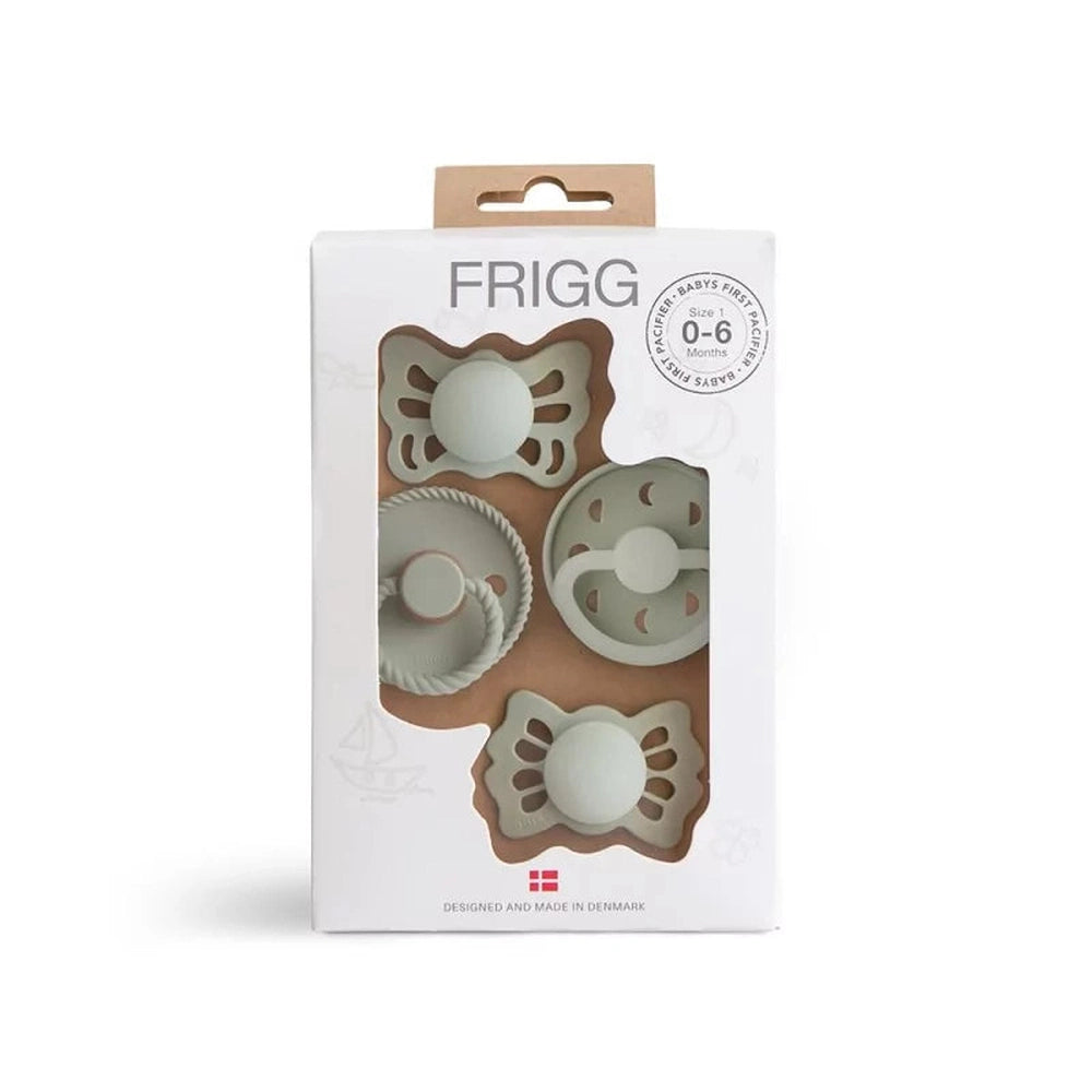 Frigg Baby’s Eerste Fopspeentjes Pakket Van 4 - Floral Heart Sage T1 - 0-6 maanden