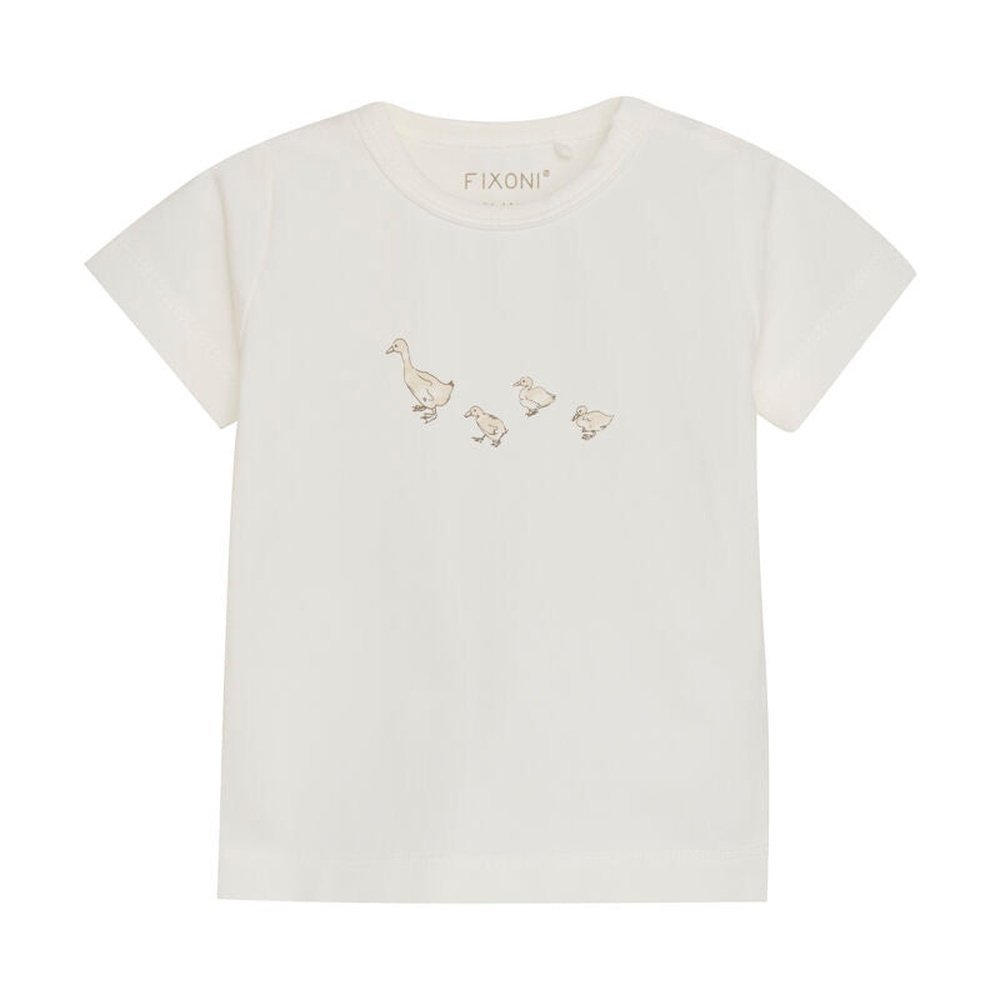 T-shirt Met Korte Mouwen Van Biokatoen - Ducks/Coconut Milk