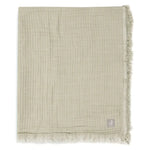 Deken Wieg 75x100cm Fringe - Olive Green/Ivory - GOTS