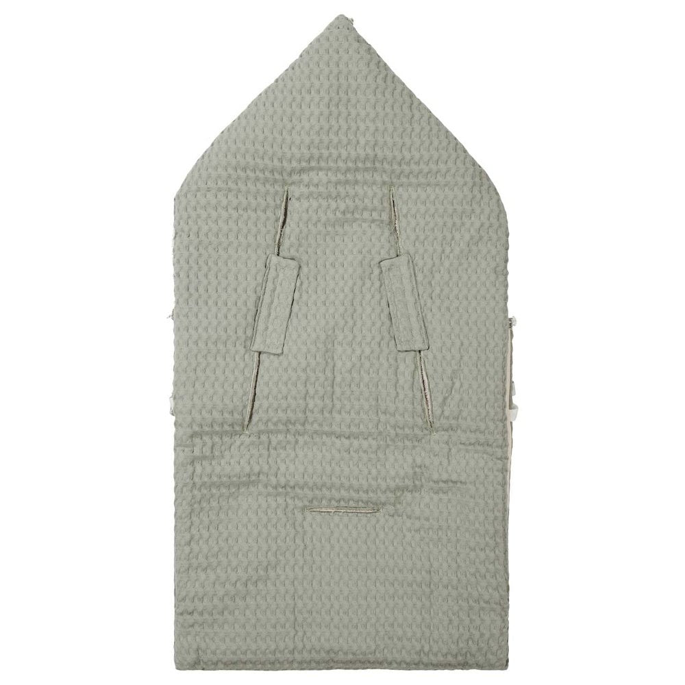 Koeka Sac de couchage pour siège auto 0+/ 3 points gaufre/ teddy ombre verte/ sable doux