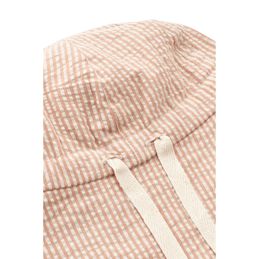Liewood Gorm Omkeerbaar Seersucker Zonnehoedje Voor Kinderen Met Oortjes - Y/D Stripe Tuscany Rose / Sandy