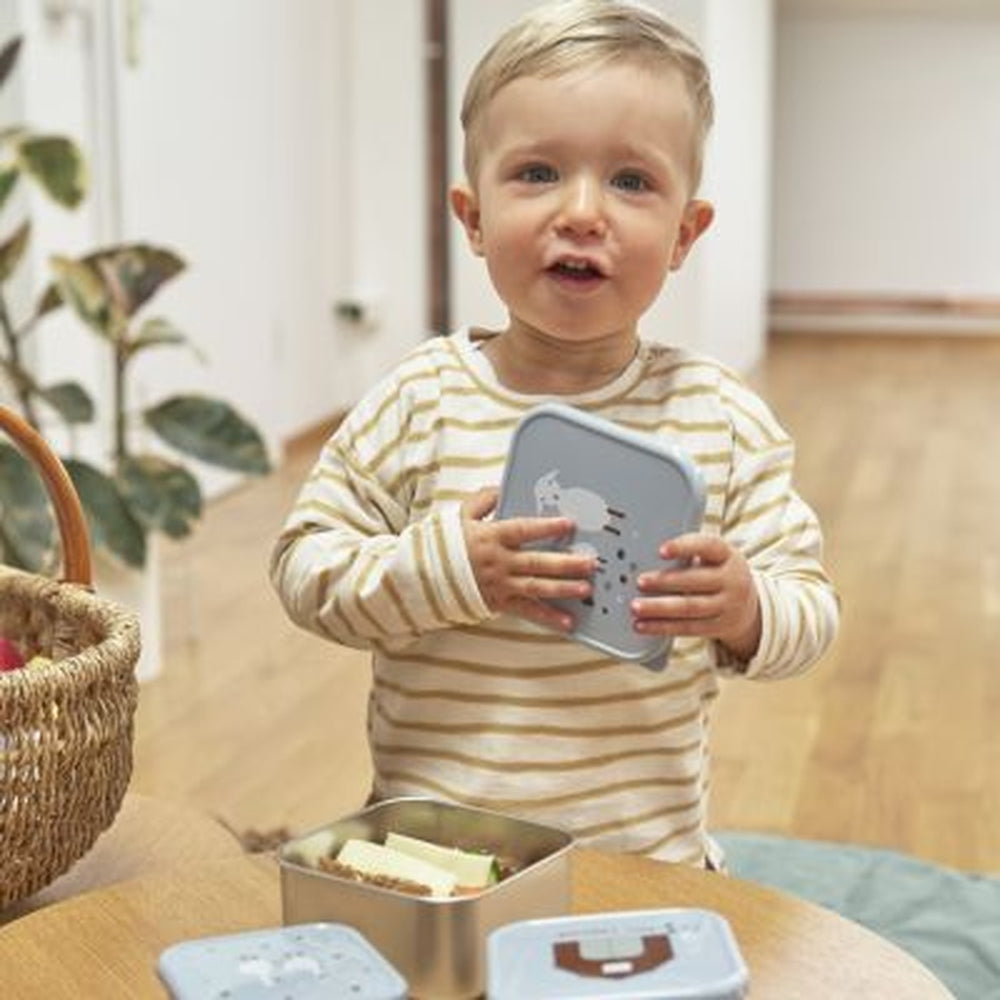 Lässig Roestvrije Snackbox 3 Delige Set - Tiny Farmer Blue