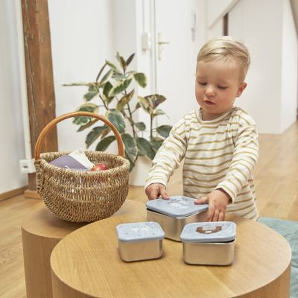 Lässig Roestvrije Snackbox 3 Delige Set - Tiny Farmer Blue