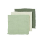 3 HYDROFIELE LUIERS 70x70 CM PREWASHED - OFFWHITE/SOFT GREEN/FOREST GREEN