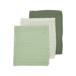 3 HYDROFIELE WASHANDJES - OFFWHITE/SOFT GREEN/FOREST GREEN