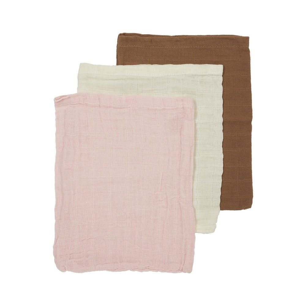 3 HYDROFIELE WASHANDJES - OFFWHITE/SOFT PINK/TOFFEE