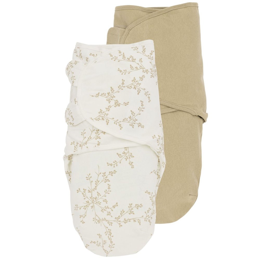 Swaddle/inbakerdoek 4-6 m - branches/uni sand- 2 pack