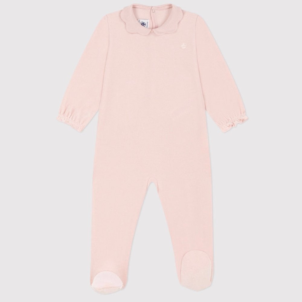 Petit Bateau | Pyjama bébé uni en velours rose