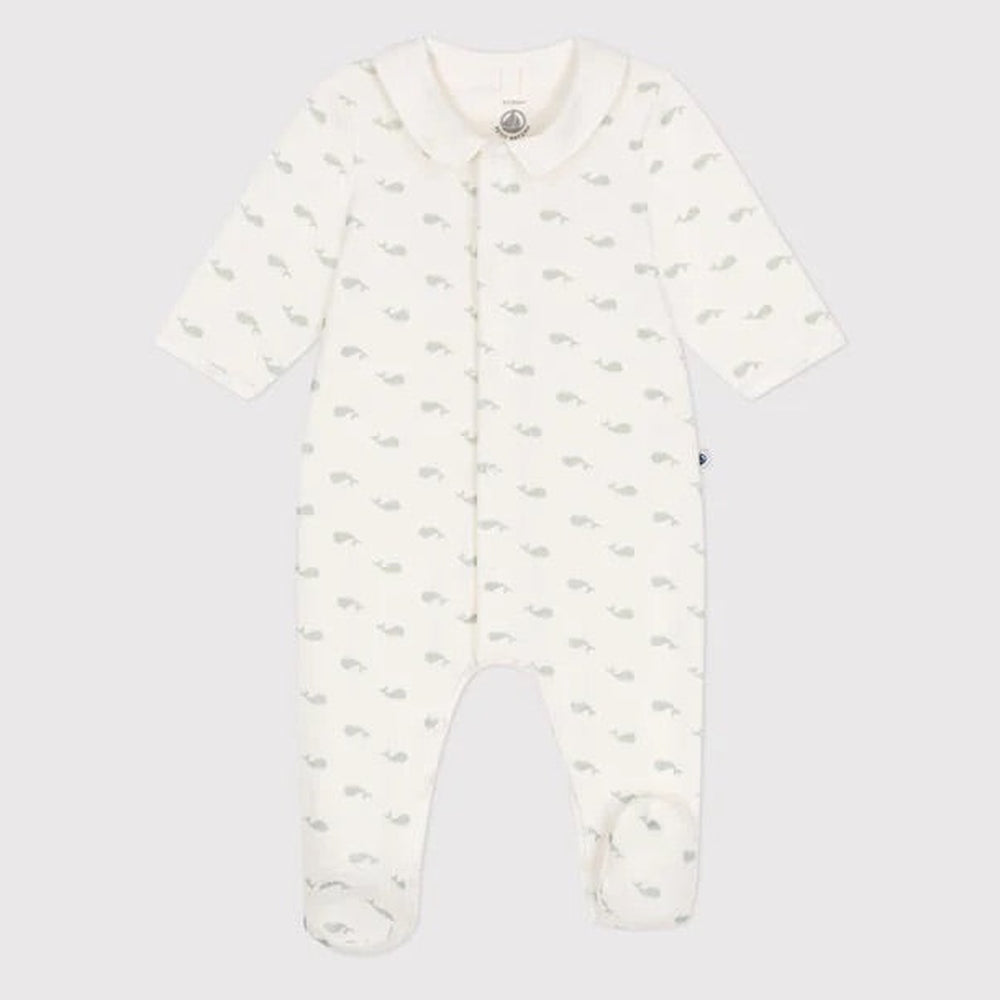 Petit Bateau | Fluwelen Babypyjama - Marshmallow/Walvis