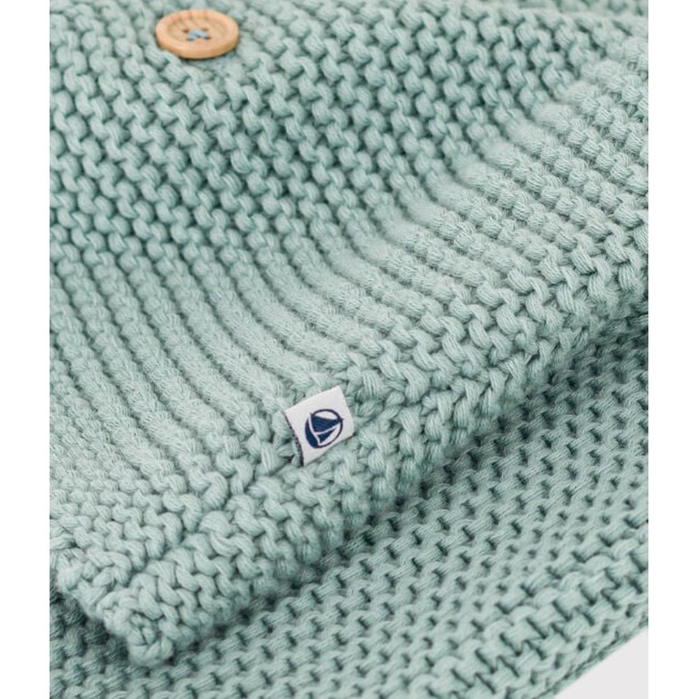 Petit Bateau | Gebreide Uniseks Babycardigan In Ribbelsteek - Sage