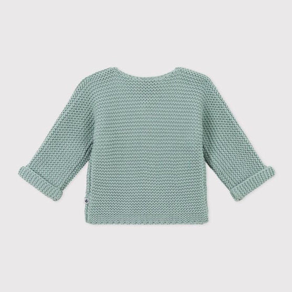 Petit Bateau | Gebreide Uniseks Babycardigan In Ribbelsteek - Sage