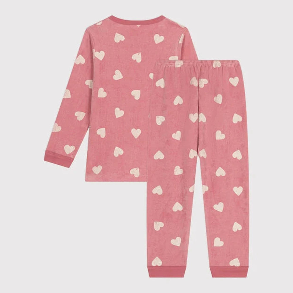 Petit Bateau | Kinderpyjama in Fluweel Met Hartjesprint