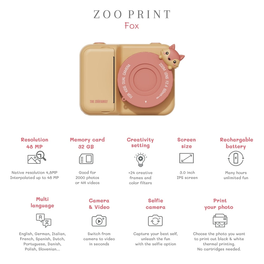 The Zoofamily Zoo Print - Fox | Kindercamera Met Instant Printing