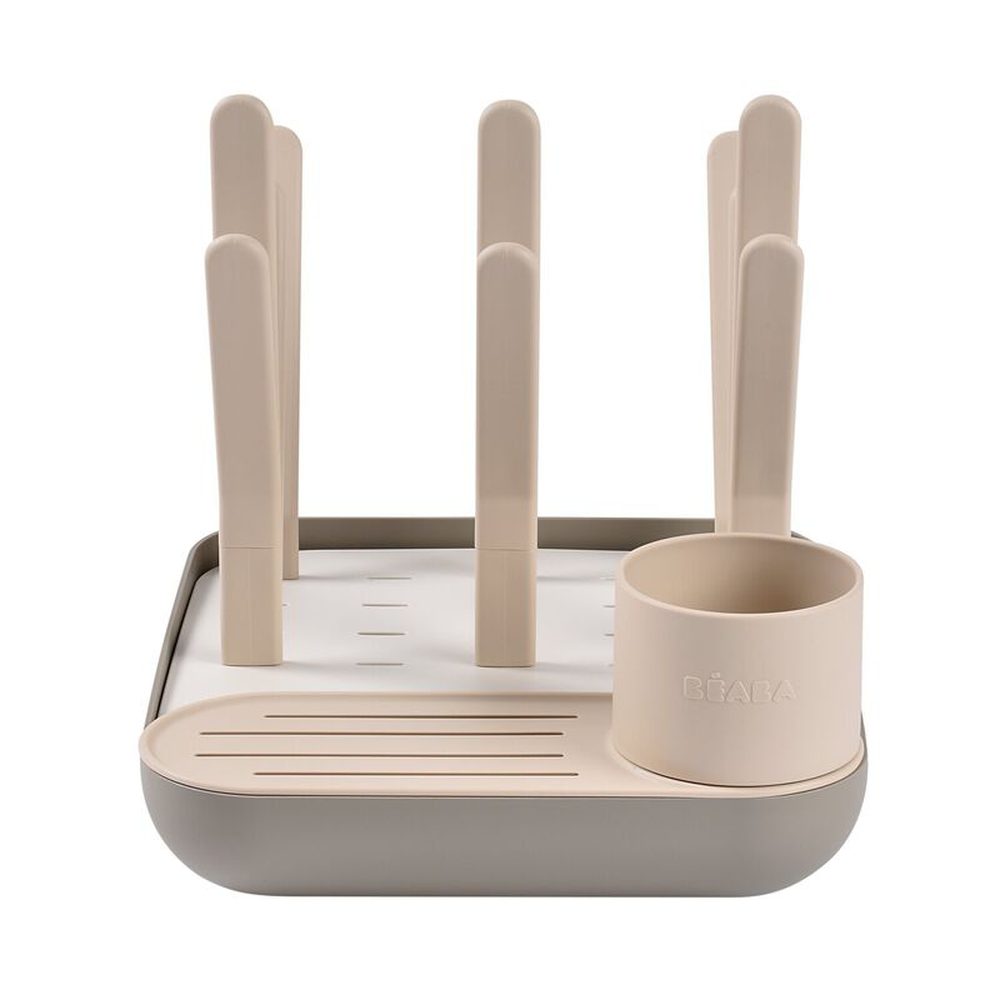 Béaba Égouttoir à biberons Clay – Modulaire & compact – Pour biberons, tétines & accessoires – Éco-design