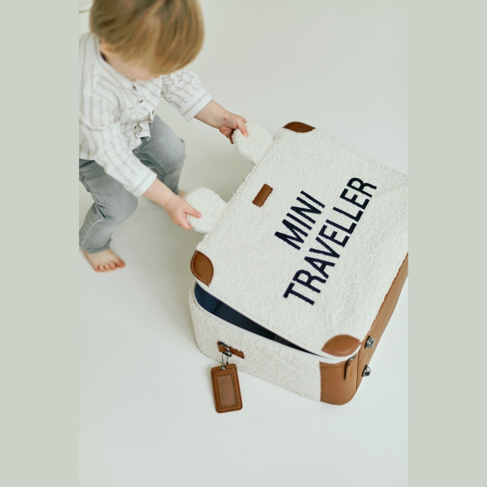 Childhome Mini Traveller Kinderkoffer- Teddy Ecru