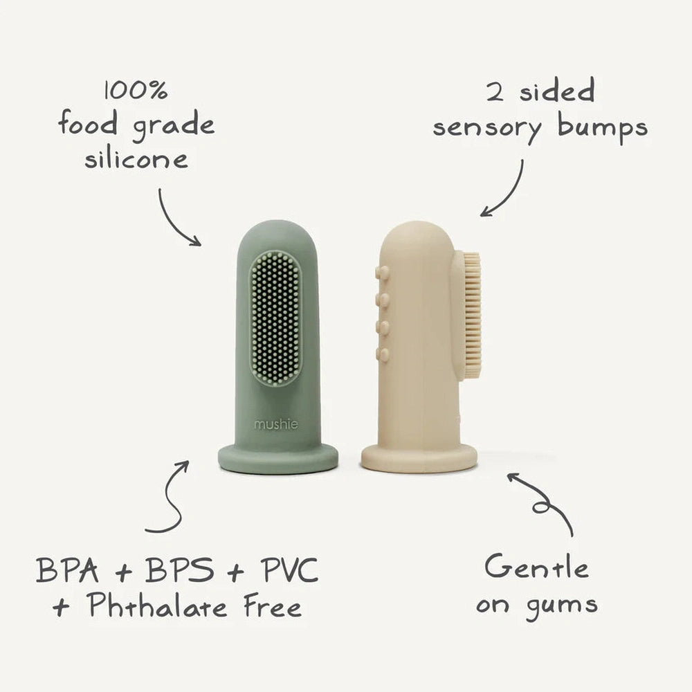 Mushie Vingertandenborstels - Sand/Blue