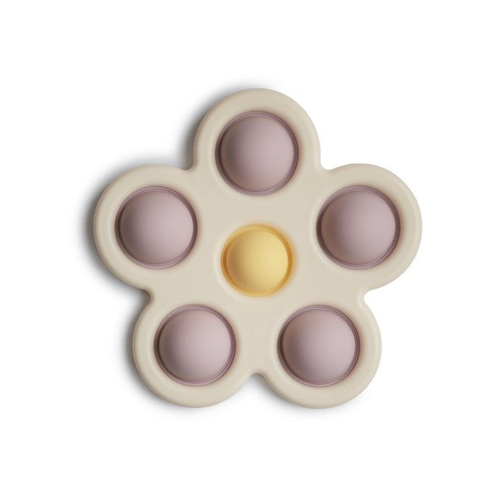 MUSHIE PRESS-TOY FLOWER - SOFT LILAC/DAFFODIL/IVORY